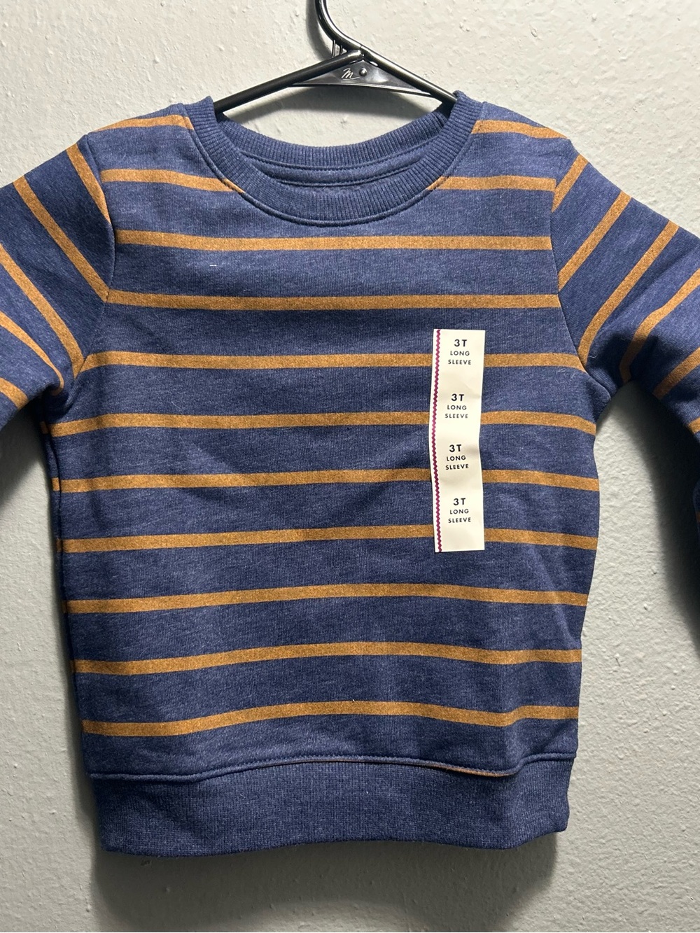 3T Navy and Mustard Striped Long-Sleeve Kids Top